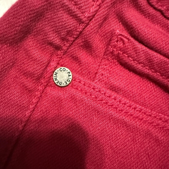 PAIGE Women's Vibrant Red Jean Shorts - Picture 3 of 9